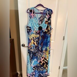 Avenue Blue Multicolor Printed Sleeveless Maxi Dress